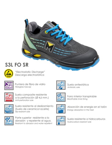 Scarpa di sicurezza antiscivolo con suola composita taglia 43