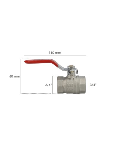 3/4" Round Brass Ball Valve Female/Female