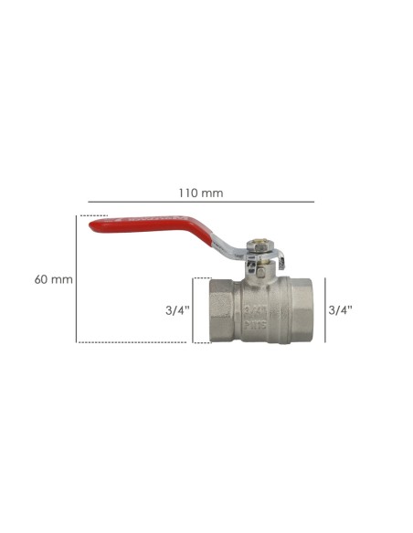3/4" Round Brass Ball Valve Female/Female