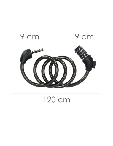 Cable de bicicleta espiral con combinación 12 mm x 120 cm