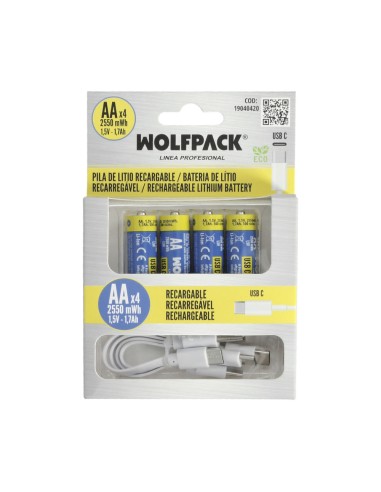 Wiederaufladbare Lithium-Batterie AA 1,5V USB-C (4 Stück)