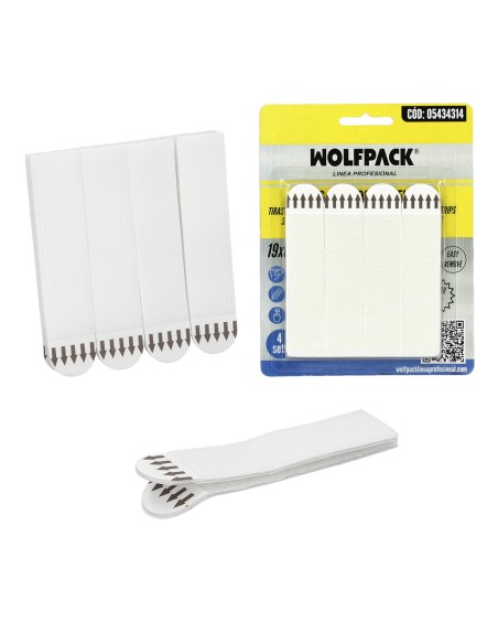 Adhesive Velcro Strips 19 x 85 mm - Blister of 4 Units