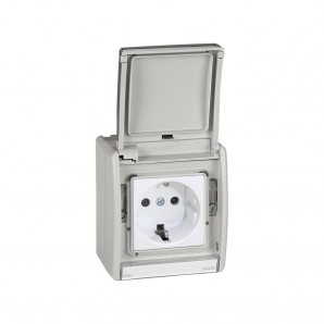 Base plug bipolar with t.t.side gris 10/16a 250v emb.fast SIMON 4490432-035