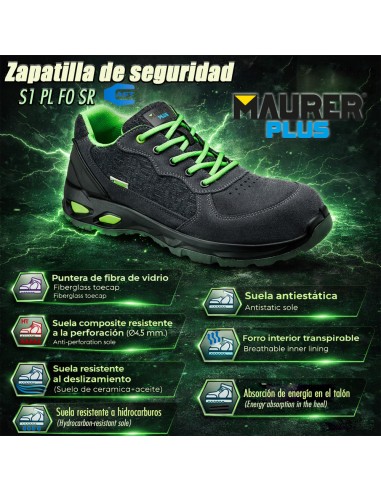 Chaussures de Sécurité Antidérapantes S1 avec Semelle Composite Taille 42