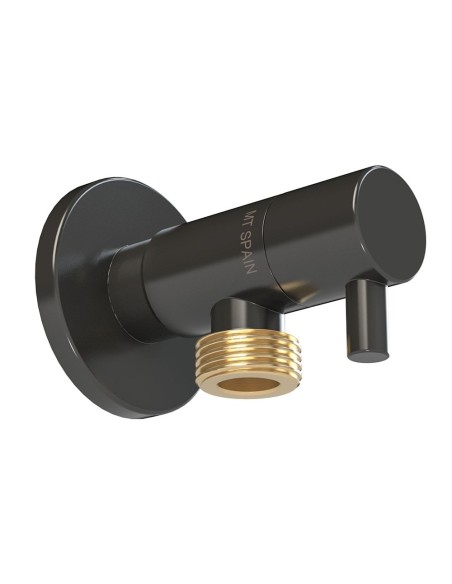 Corner valve deco model with round handle, black, ½ x 3/8 inch