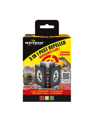 Repellente ultrasuoni 3 in 1 per roditori, 11 x 9,5 cm