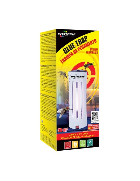 Atrapa insectos voladores con luz UV y trampa adhesiva, 9 W, ø12 x 29,7 cm