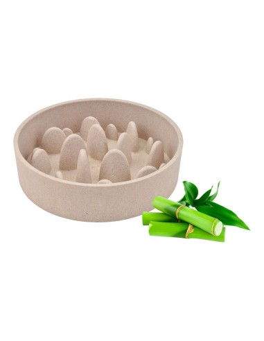 Bamboo Slow Feeder Bowl Beige 800 ml, 17.5 cm