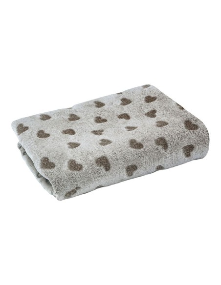 Coperta elettrica grigia 100 x 70 cm con cuori marroni
