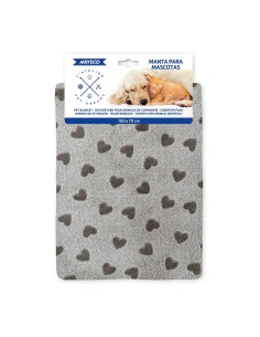 Gray electric blanket 100 x 70 cm with brown hearts 2