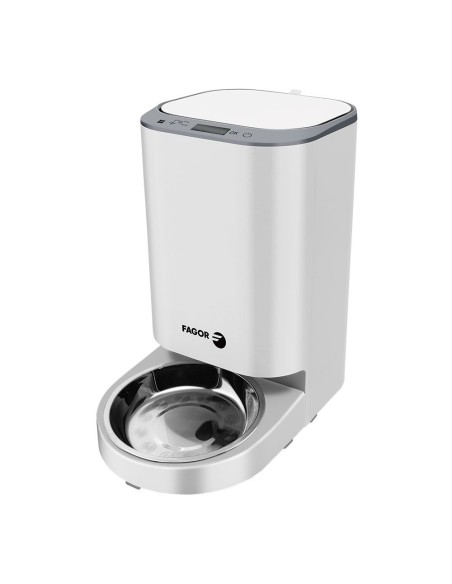 Automatic pet feeder in stainless steel with 2 compartments