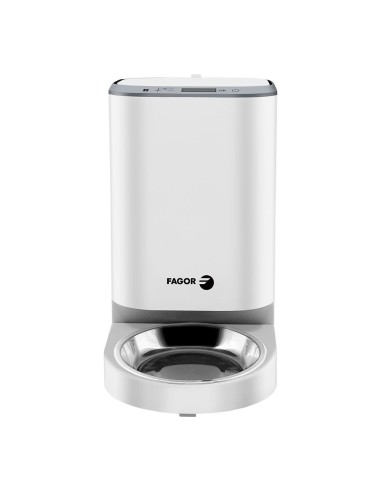 Automatic pet feeder in stainless steel with 2 compartments