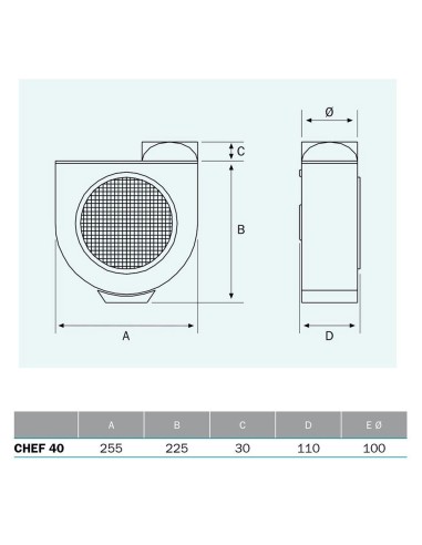 Extrator centrífugo de cozinha Chef 40, 60 W