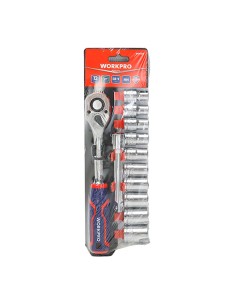 Ratchet Wrench and Sockets ½ inch, Matte Finish, 12-Piece Set, Metric