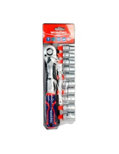 Llave de carraca y vasos ½ pulg, acabado mate, juego de 12 piezas, métrico 2