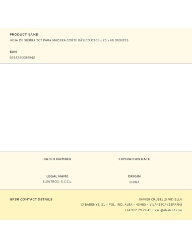 Lame de scie pour bois basic 165 mm 48 dents