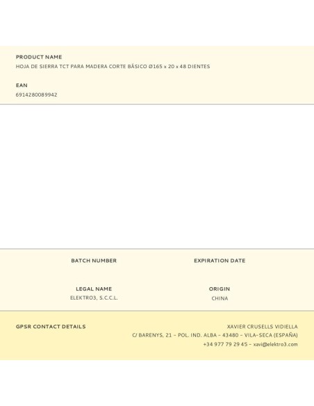 Basis Holzsägeblatt 165 mm 48 Zähne