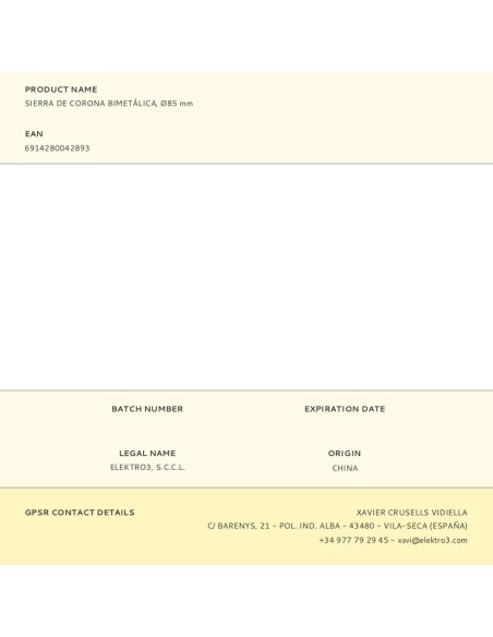 Seghetto a corona bimetallico, ø85 mm per forature precise