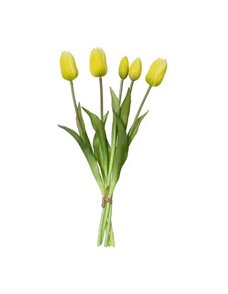 Yellow polypropylene tulip bouquet, 15 x 15 x 40 cm