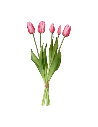Bouquet di tulipani rosa in polipropilene, 15 x 15 x 40 cm