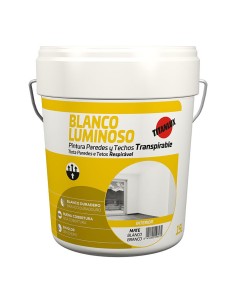 Pintura plástica acrílica estirena interior blanca mate 15 L