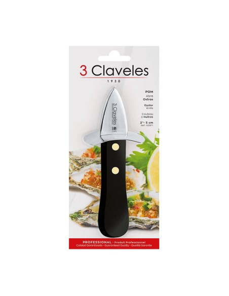 Cuchillo abre ostras de acero inoxidable con mango pom, 5 cm