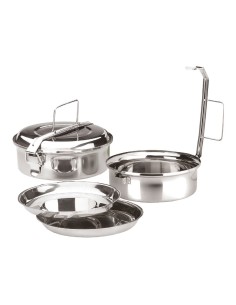 Fiambrera de acero inoxidable con 2 platos de 16 cm