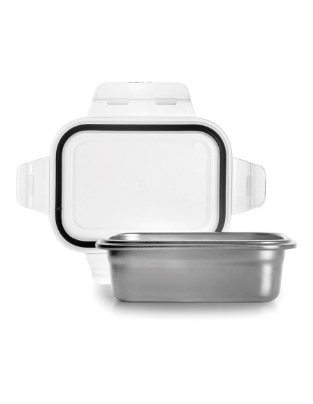 Rechteckige Lunchbox aus Edelstahl mit luftdichtem Deckel - 400 ml