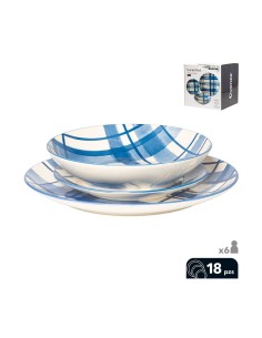 Vajilla 18 piezas Santorini, color azul, diseño elegante