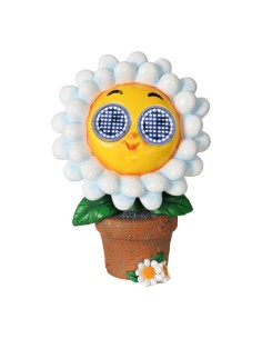 Solar Daisy Figure White and Yellow - 15.5 x 10.5 x 22 cm