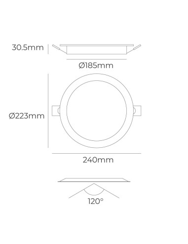 Downlight LED empotrable redondo 18 W 3CCT 1820 lm marco blanco