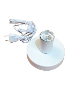E27 Table Base with Cable and Switch White 120 x 85 mm