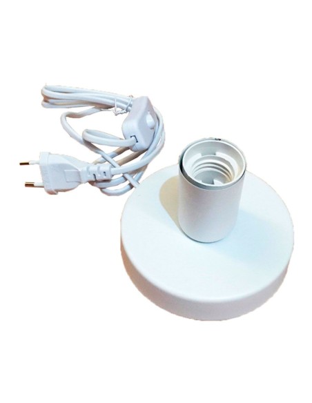 E27 Table Base with Cable and Switch White 120 x 85 mm