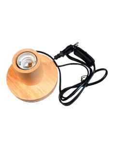 Base de table E27 avec câble et interrupteur, bois, ø120 x 85mm