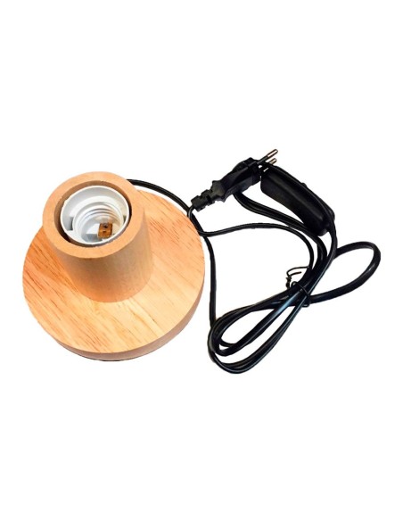 Base da tavolo E27 con cavo e interruttore, legno, ø120 x 85mm