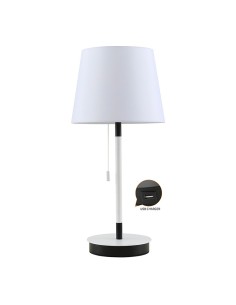 Lámpara de mesa E27 blanca/negra con cargador USB, ø235 x 505 mm