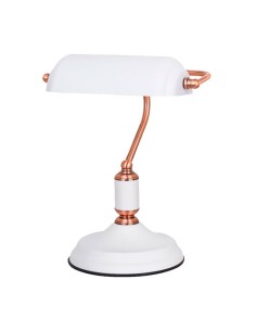 E27 Banker Style Table Lamp White and Copper - Base ø185 mm