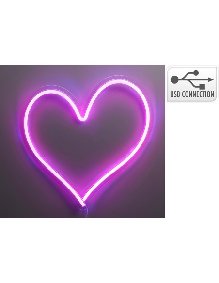 Luce LED neon decorativa a forma di cuore, 32 x 34 cm