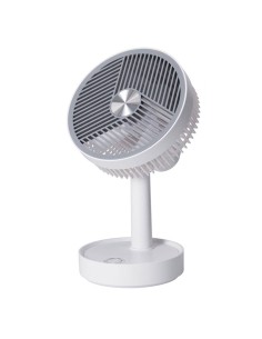 Ventilador de sobremesa recargable blanco y gris, 3 velocidades