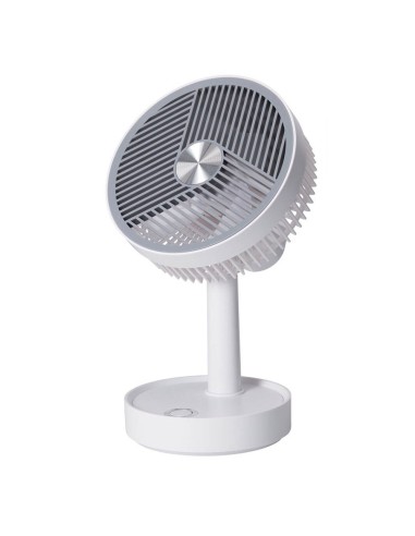 Wiederaufladbarer Tischventilator weiß und grau, 3 Geschwindigkeiten