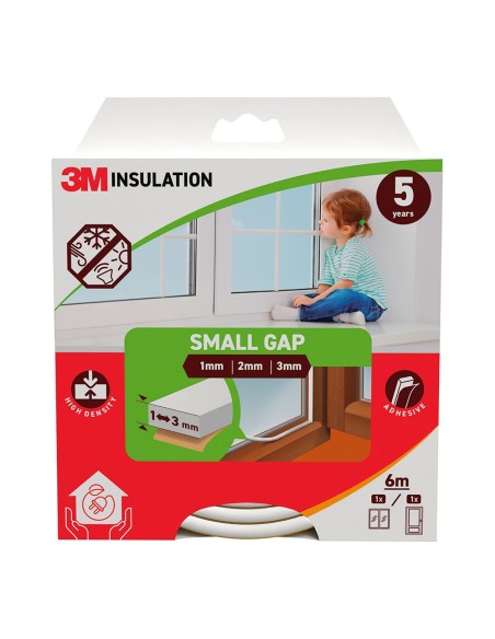 Klassischer Isolierstreifen für kleine Spalten von 1 - 3 mm, weiß, 6 m