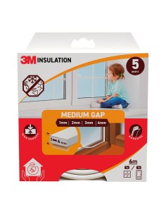 Joint d'isolation classique pour espaces moyens de 1 - 4 mm, blanc, 6 m