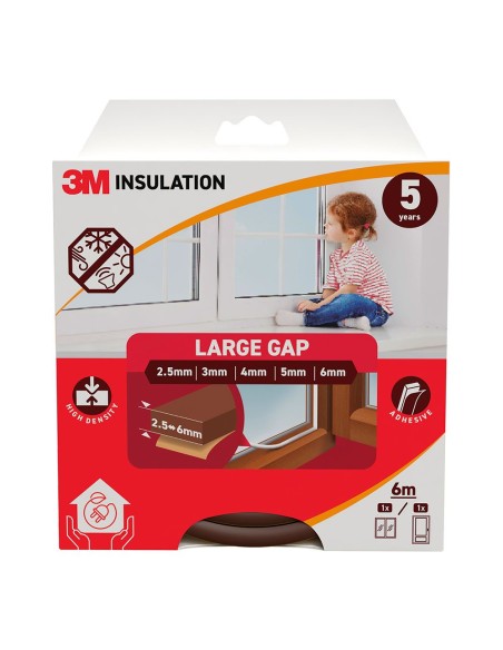 Klassischer Isolierdichtungsstreifen für große Lücken von 2,5 - 6 mm, braun, 6 m