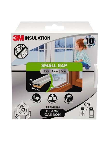 Premium insulation strip for small gaps of 1-3 mm, white, 6 m