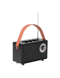 Radio FM recargable Bluetooth negra 16 x 7 x 10.5 cm