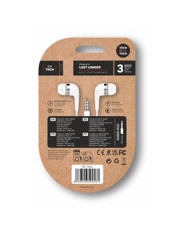 Eartech Kopfhörer mit 2m Mini-Jack Anschluss in Weiß