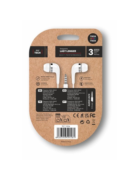 Eartech Kopfhörer mit 2m Mini-Jack Anschluss in Weiß