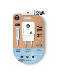 Cargador ultra rápido GAN 20W con cable USB-C a Lightning 1m