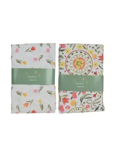 Polyester and cotton tablecloth, floral design, 140 x 250 cm