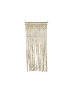Beige Macramé Curtain with Bamboo Rod 90 x 200 cm
